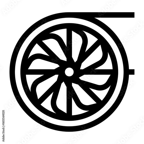Icono de turbina. Turbina de energía, ventilación y fuerza.   Generación de energía. Ilustración vectorial