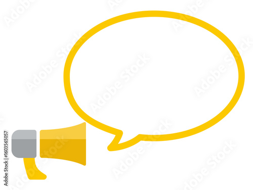 トランジスタメガホン、トラメガ、メガホン、拡声器のイメージのアイコンと吹き出しのイラストセット