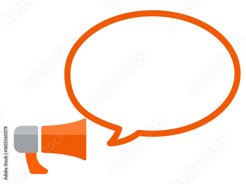 トランジスタメガホン、トラメガ、メガホン、拡声器のイメージのアイコンと吹き出しのイラストセット