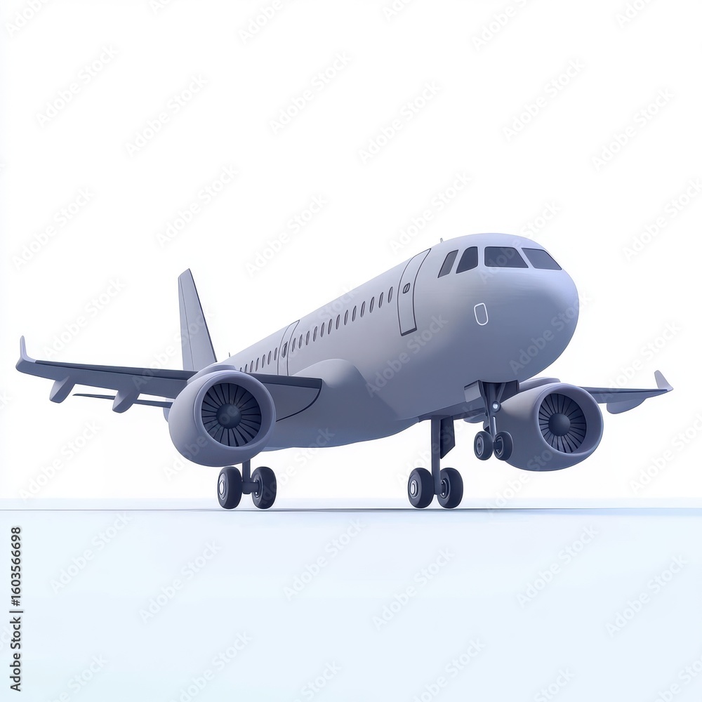 Obraz premium Low Poly Gray Airplane Model on Light Background