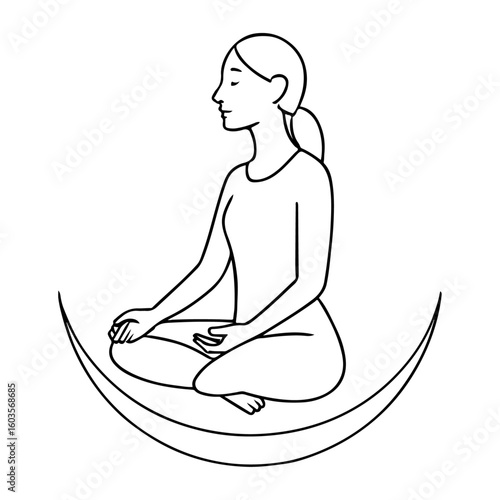 A vector illustration of a woman in a lotus yoga pose, embodying beauty, health, and relaxation through meditation