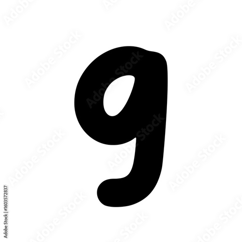 Black number nine with rounded font style, isolated on white background, representing the numeric digit 9 for counting or mathematical design.

