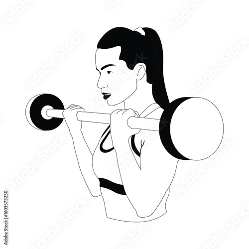 line illustration of a woman doing lifting exercises