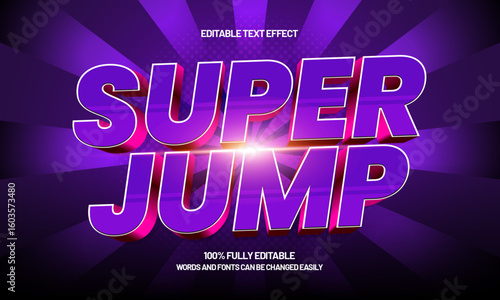 super jump editable text effect with a hero and fight text style