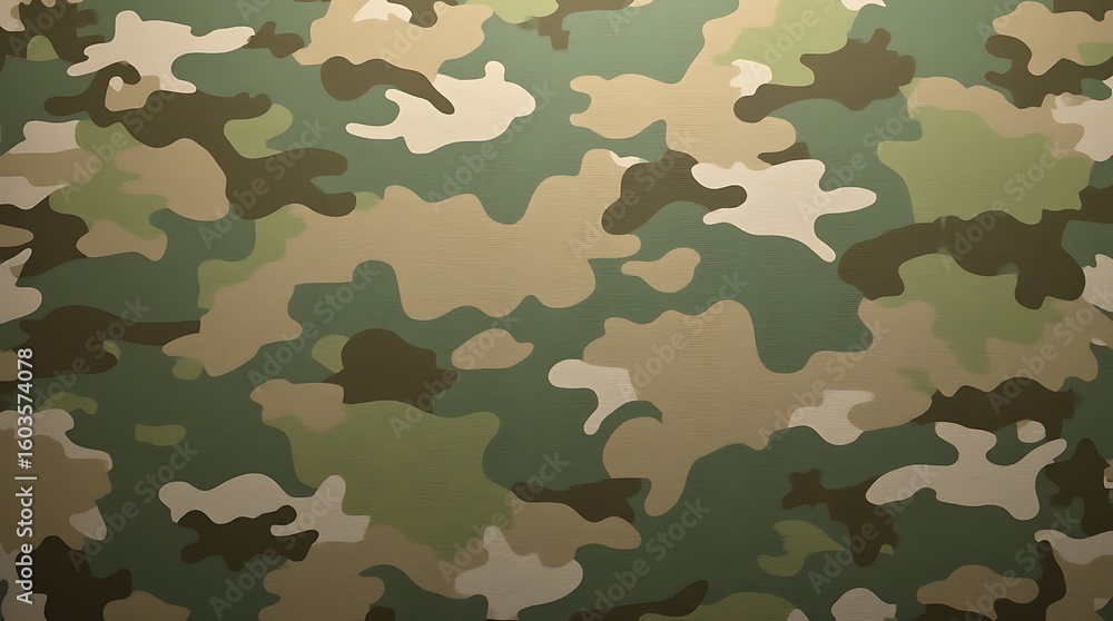 A full frame shot displaying a classic camouflage pattern with green brown and beige tones visible