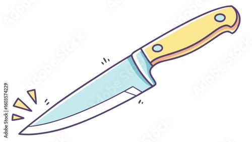 Cartoon kitchen knife illustration vector design for culinary arts and cooking equipment graphic resource