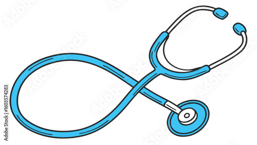 Blue stethoscope medical equipment healthcare doctor nurse checkup tool examination diagnostic instrument 100 char