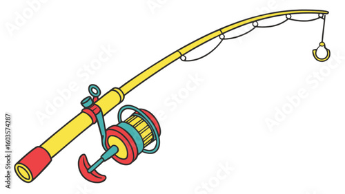 Fishing rod illustration for recreational fishing and outdoor activities for sport fishing equipment use
