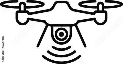 Isolated drone icon shows modern technology and aerial surveillance.