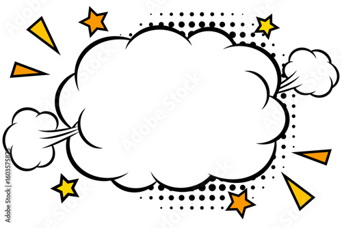 ポップなアメコミデザインの雲型ふきだしイラスト