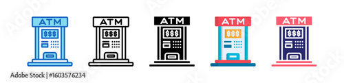 Atm Machine Multiple Style Icon Set Collection.  