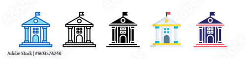 Government Multiple Style Icon Set Collection.  