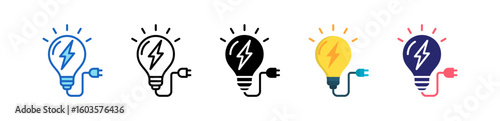 Electricity Multiple Style Icon Set Collection.  