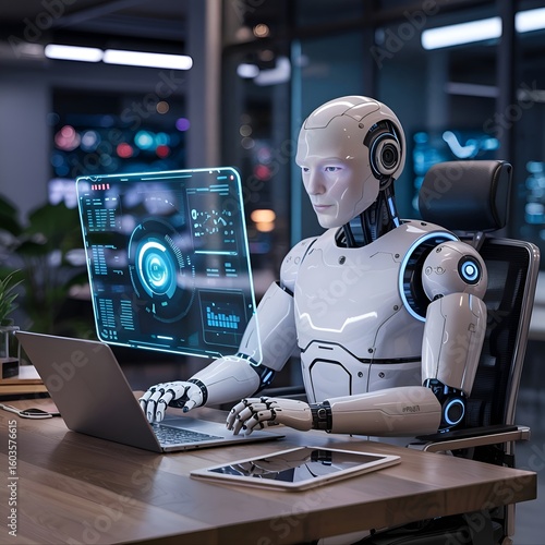 AI agent working on computer laptop 