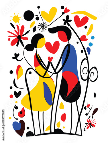 Modern Love Composition – Artistic Abstract Pair Illustration