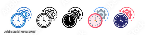 Time Management Multiple Style Icon Set Collection.  