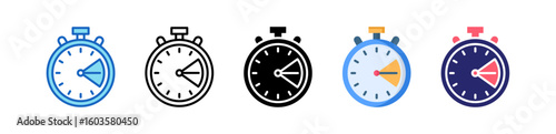 Stopwatch Multiple Style Icon Set Collection.  