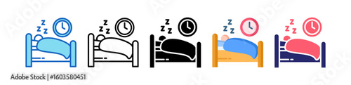 Bed Time Multiple Style Icon Set Collection.  