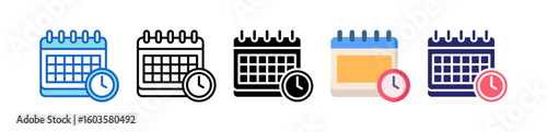 Schedule Multiple Style Icon Set Collection.  