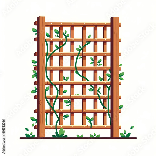 Flat Vector Wooden Trellis Illustration Isolated on White Background