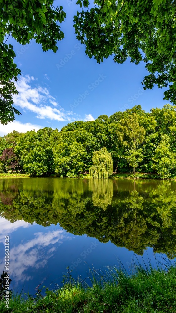 Fototapeta premium Tranquil park lake scene