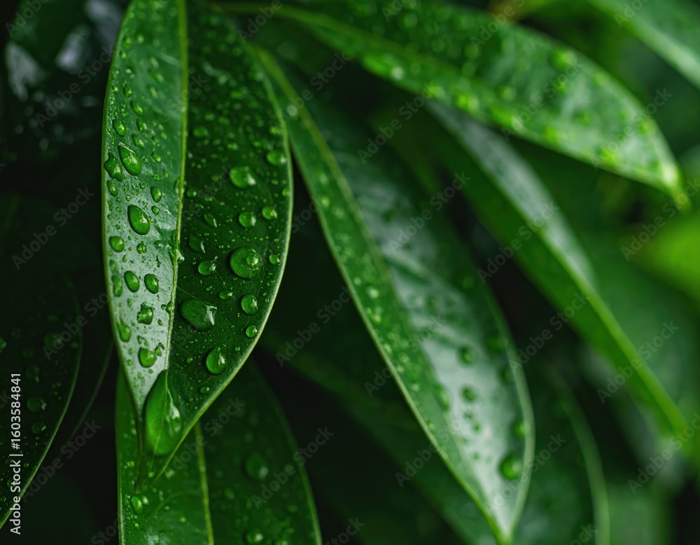 Fototapeta premium Close-up of wet leaves