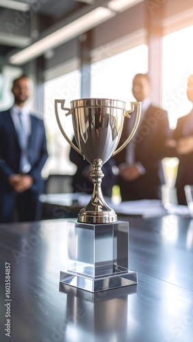 Trophy on table in office
