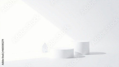 White Space Abstract Minimalist Floating Geometric 3D Clean Design Objects Visual Soft Shadows