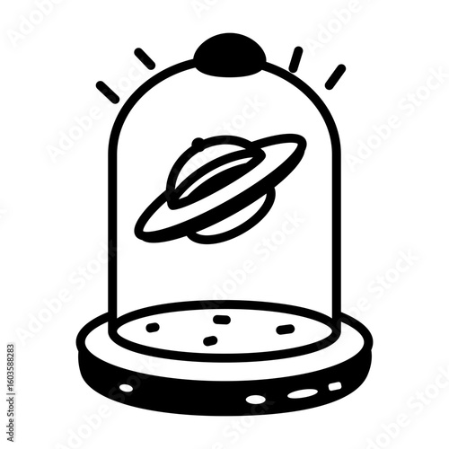 A drawing style icon showing a ufo display 
