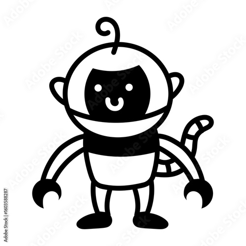A hand drawn style icon representing a space creature
