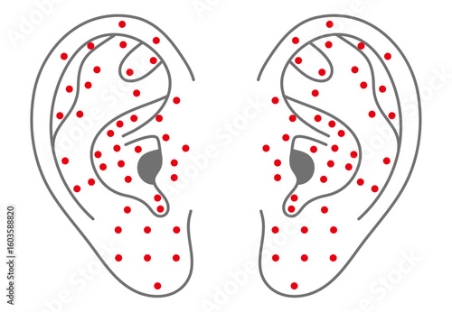 Vector Illustration of Ear Acupuncture Points Chart