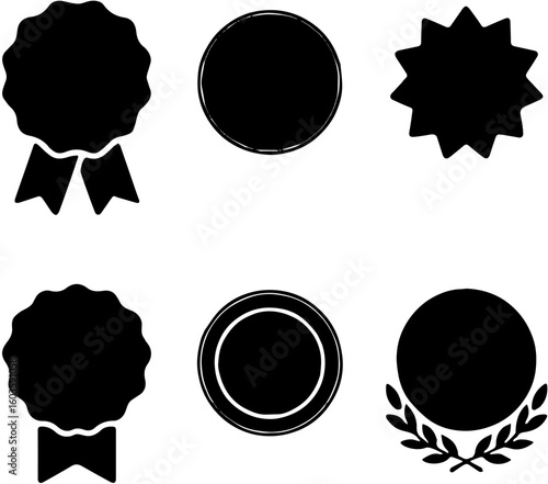 outline badge icon set with shields, banners shapes