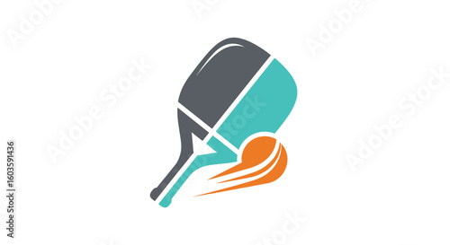Dynamic Paddle and Ball Logo with Modern Tech Style Design