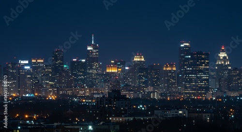 Wallpaper Mural Night Panorama of Illuminated City Skyline Urban Landscape Modern Architecture at Night Torontodigital.ca