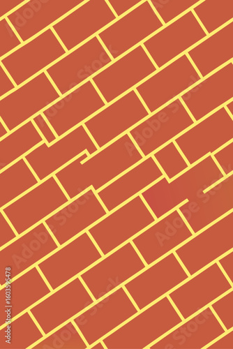 Red brick pattern with yellow grout vector