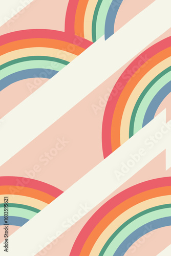Retro Rainbow Arcs and Stripes vintage