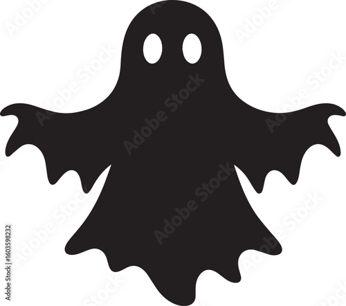 black and white halloween ghost, ghost vector icon