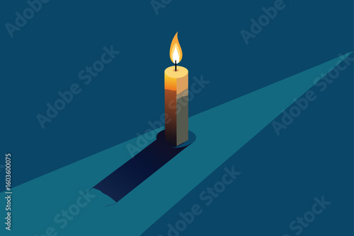 Bat shaped candlelight glowing in a shadowy room vector illustration
