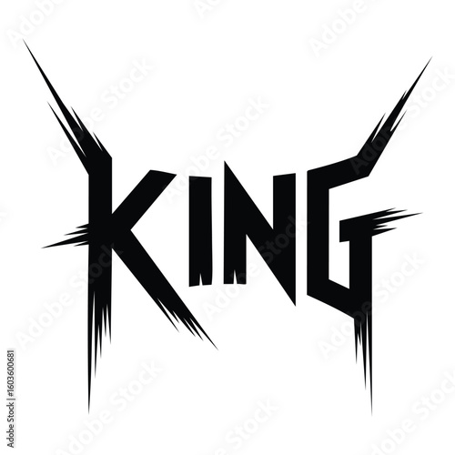 King Logo Graphic Sharp Edges Black On White Modern Typography Design