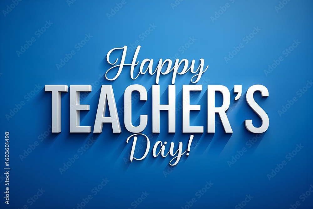 Fototapeta premium Happy Teachers Day Greeting with White Text on a Blue Background