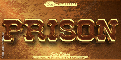  Bronze Intense Prison Crime Justice Vector Editable Text Effect Template
