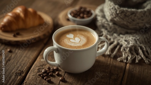 Wallpaper Mural Smooth espresso blended with steamed milk, served in a warm ceramic cup with delicate latte art, offering a comforting and rich coffee experience in a cozy café atmosphere. Torontodigital.ca