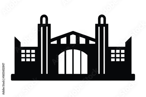 factory gate vector icon illustration