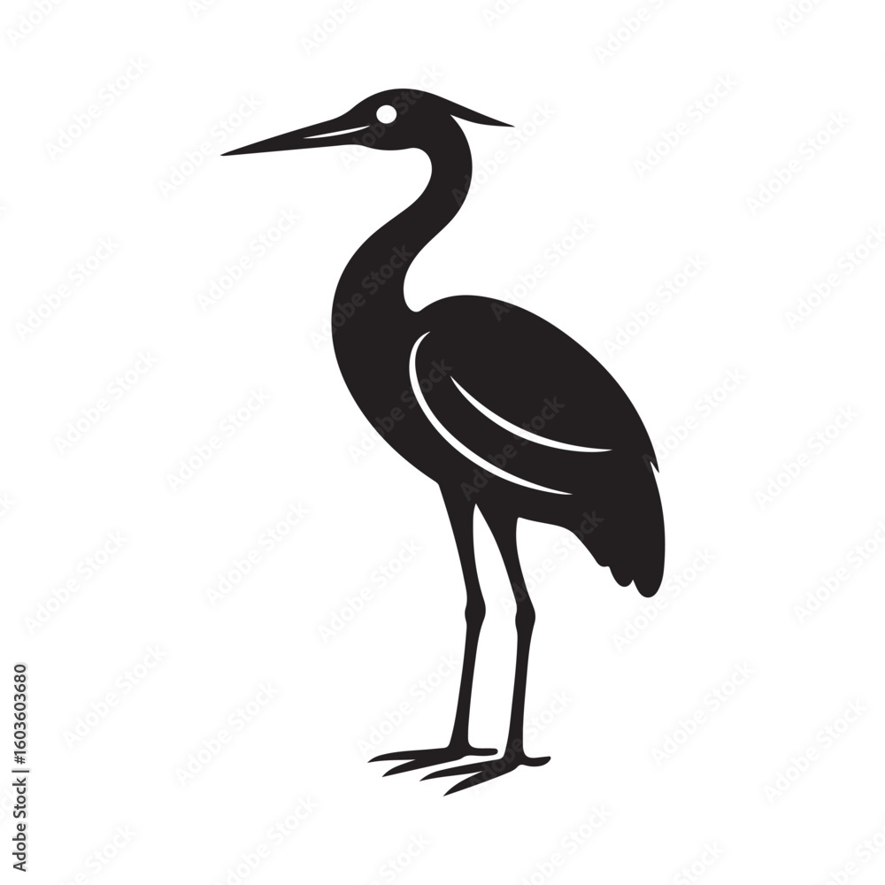 Obraz premium Heron Bird Silhouette Standing Gracefully