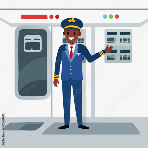 Steward working in different environments including office airport and factory