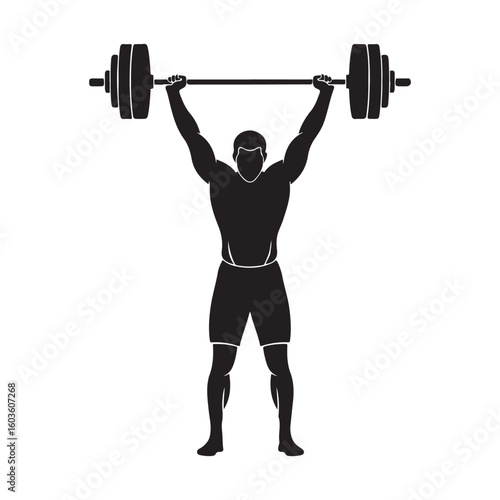 Weightlifter Lifting Barbell Illustration
