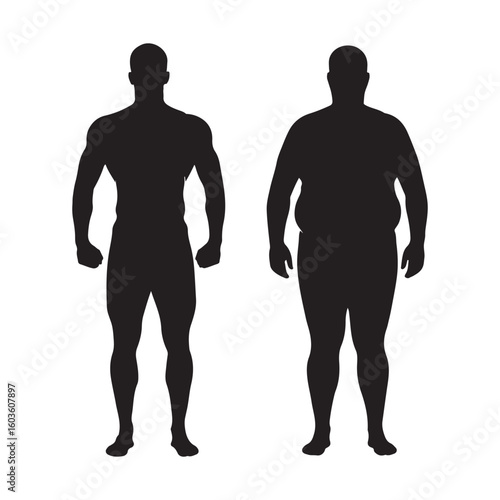 Silhouette of Fit vs. Overweight Human Figures Comparison