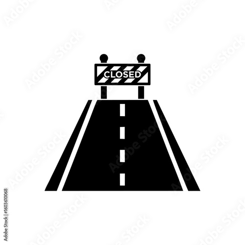 Vector illustration of a road sign with a closure sign, to commemorate a car-free day