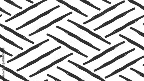 Vanilla Bean Seamless Pattern Design Black and White Culinary Spice Background for Kitchen Textile Wallpaper and Packaging