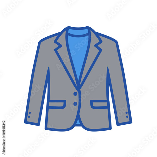 Flat icon illustration of grey blazer jacket